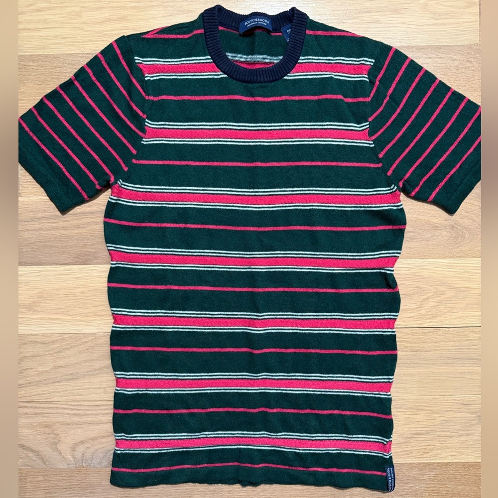 Scotch & Soda Green Crewneck Short-Sleeve Stripe Tee